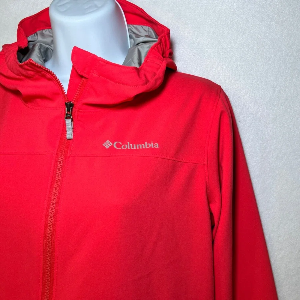 Columbia Red Softshell Hooded Full Zip Gorpcore Outdoor Jacket Youth L 14/16